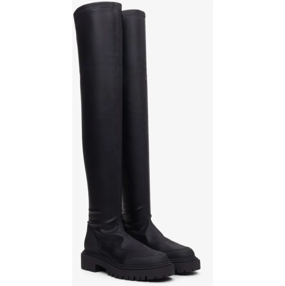 Stivali in Pelle con Gambale Elasticizzato