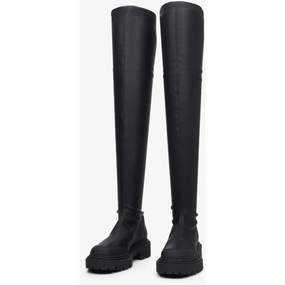 Stivali in Pelle con Gambale Elasticizzato