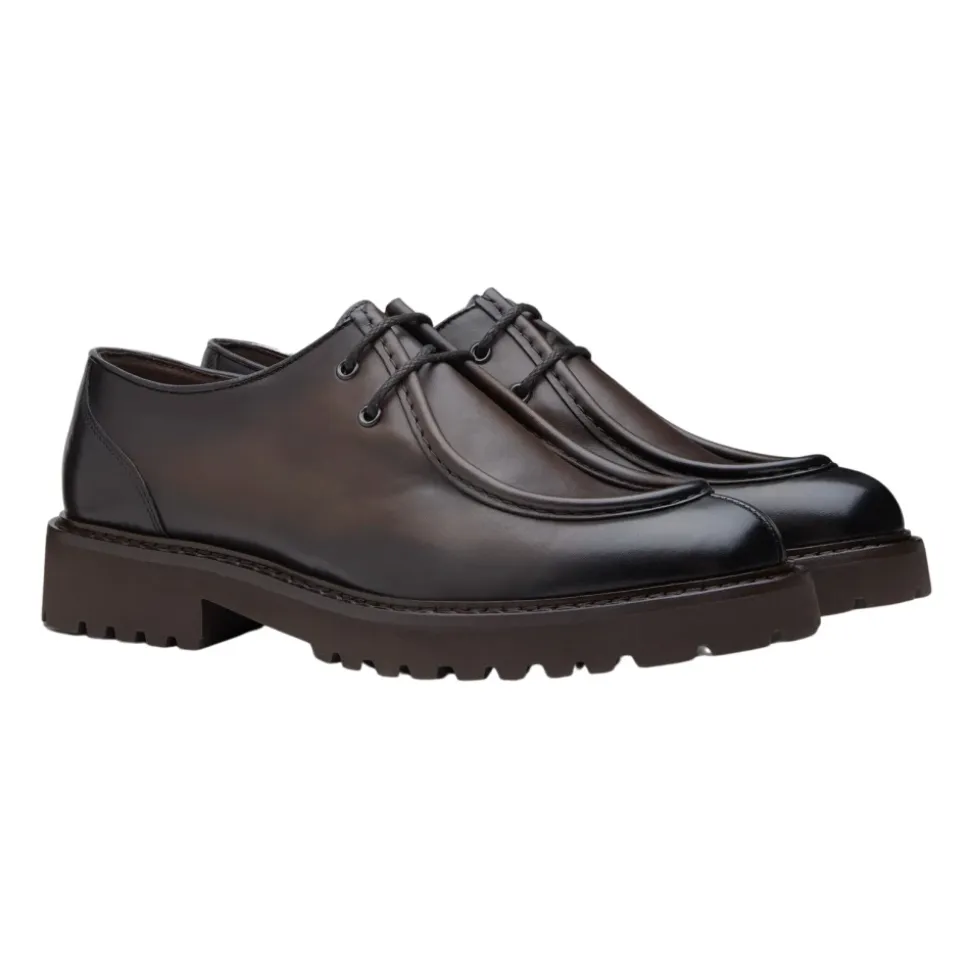 Stringate in Pelle Marrone Scuro con Design Moderno
