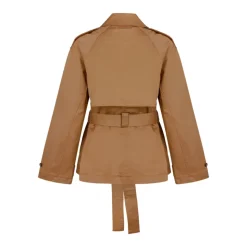 Tiger Eyes Cotton Twill Short Trench Coat