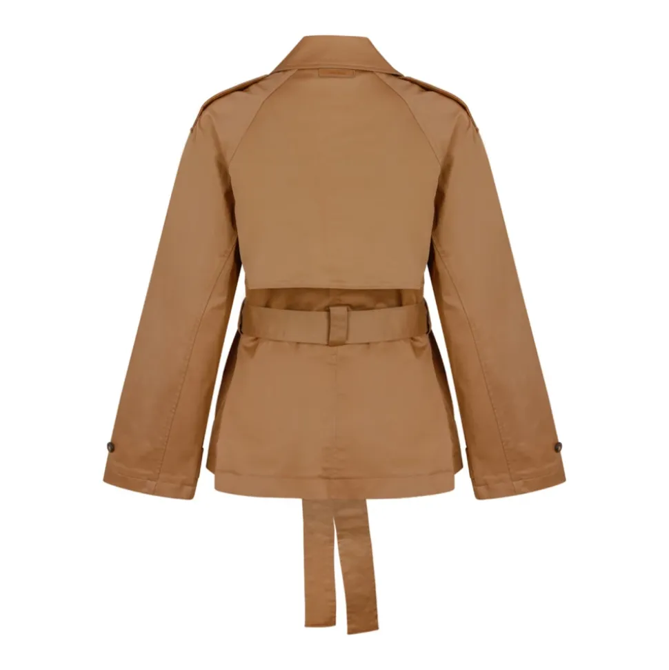 Tiger Eyes Cotton Twill Short Trench Coat