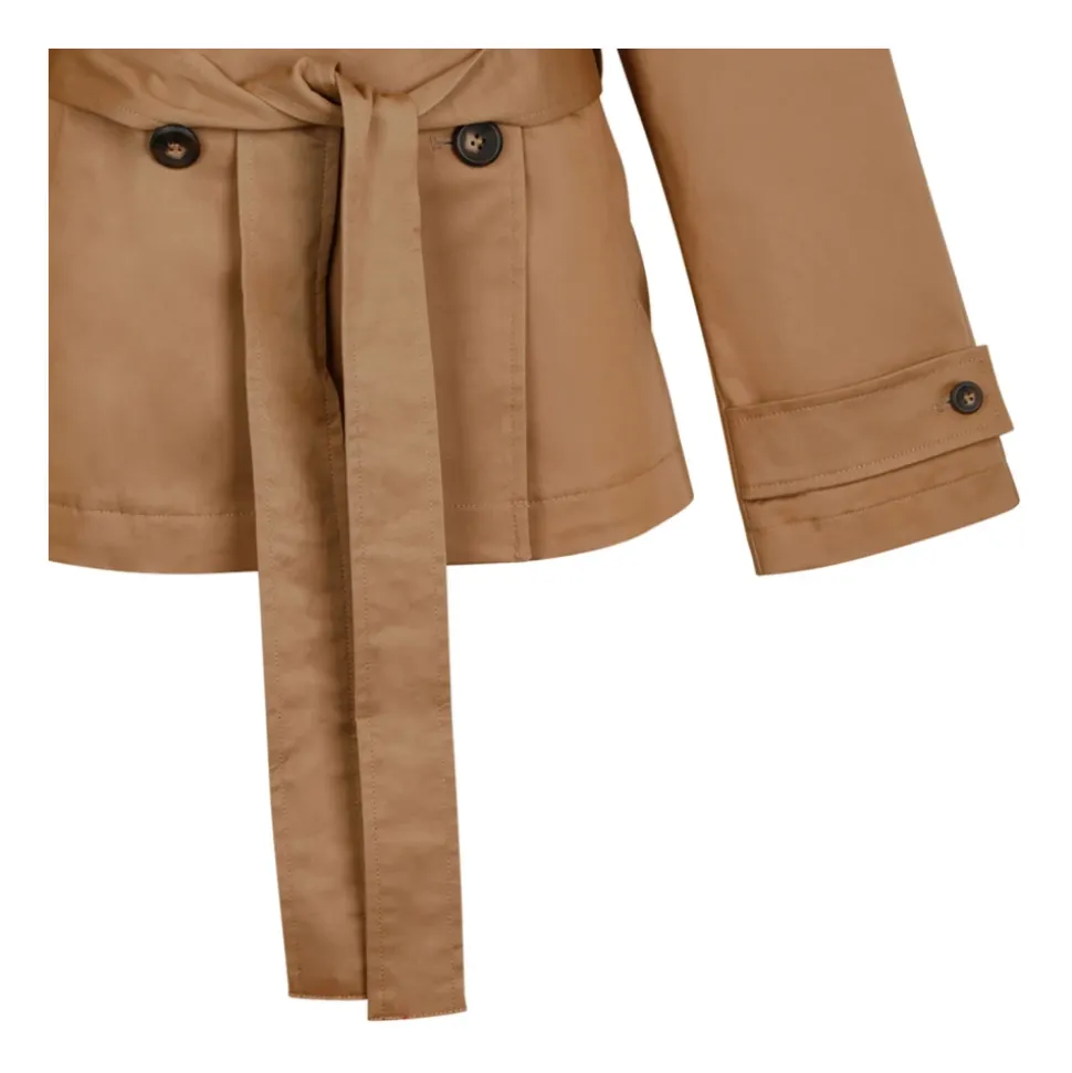 Tiger Eyes Cotton Twill Short Trench Coat