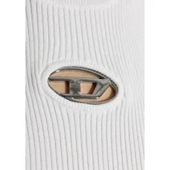 Top a collo alto in maglia a coste