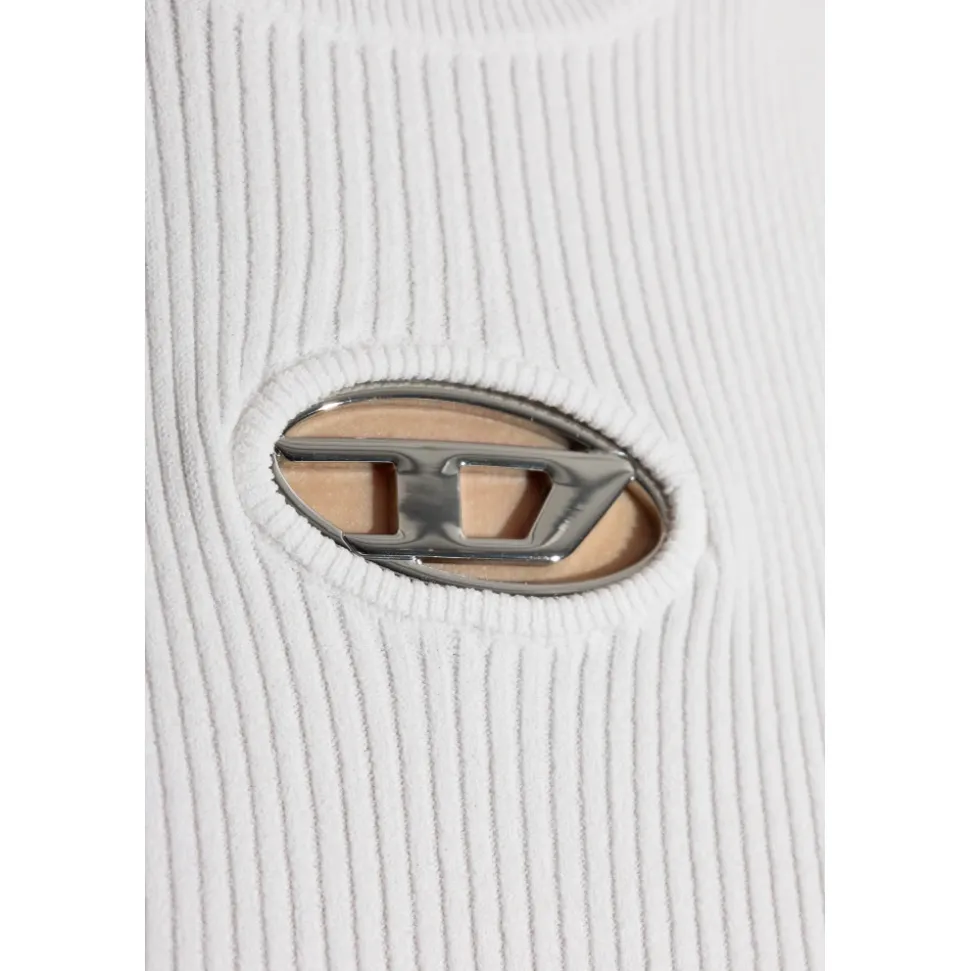 Top a collo alto in maglia a coste