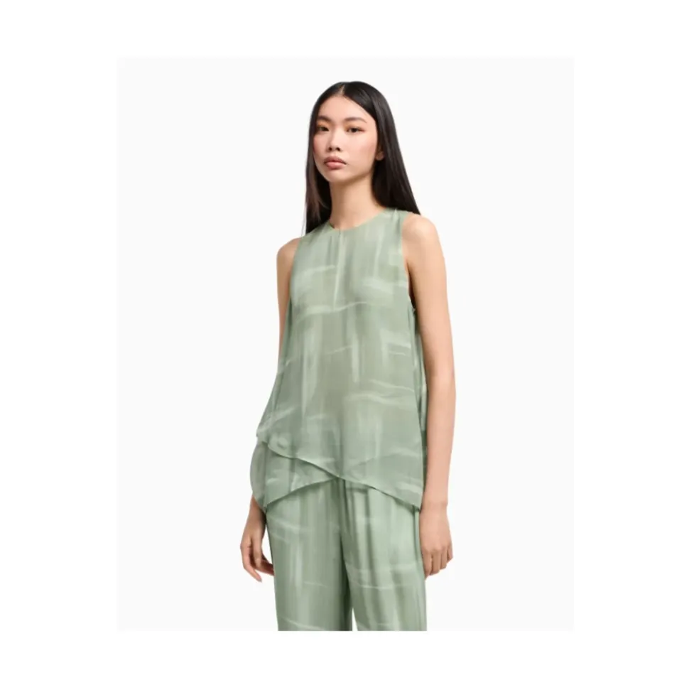 Top Asimmetrico in Chiffon di Viscosa