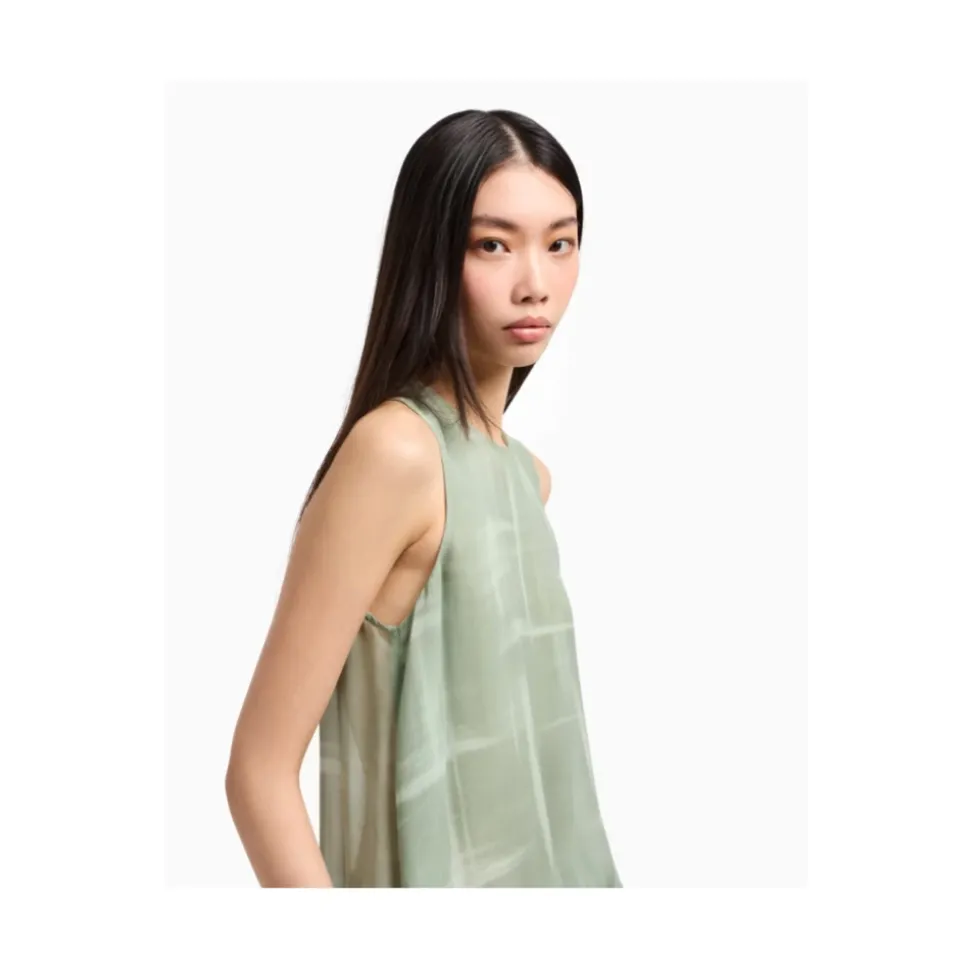 Top Asimmetrico in Chiffon di Viscosa