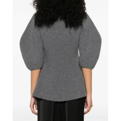 Top in Maglia a Costine con Scollo Rotondo