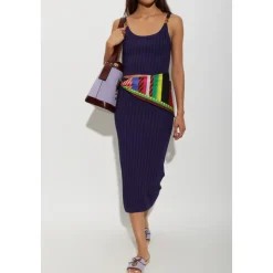 Top in Maglia a Costine in Viscosa Elasticizzata a Rete