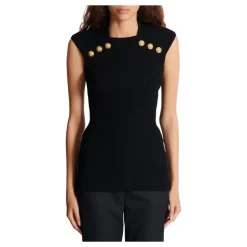 Top in maglia con 6 bottoni