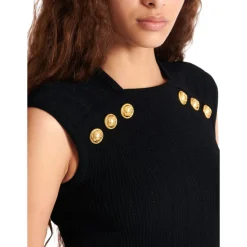 Top in maglia con 6 bottoni