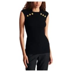 Top in maglia con 6 bottoni