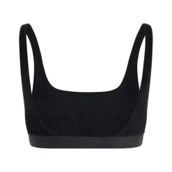 Top in velluto con scollo a quadro e monogramma