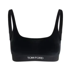 Top in velluto con scollo a quadro e monogramma