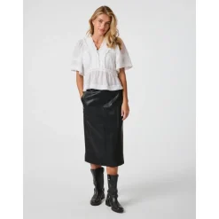 Top in Voile Bianco con Dettagli a Nastro