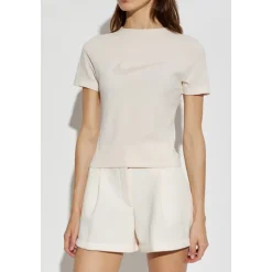 Top Slim a Maniche Corte con Logo Burnout