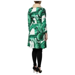 Trenchcoat Giacca Stampata a Foglie Multicolor