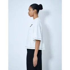 T-shirt boxy con logo ricamato