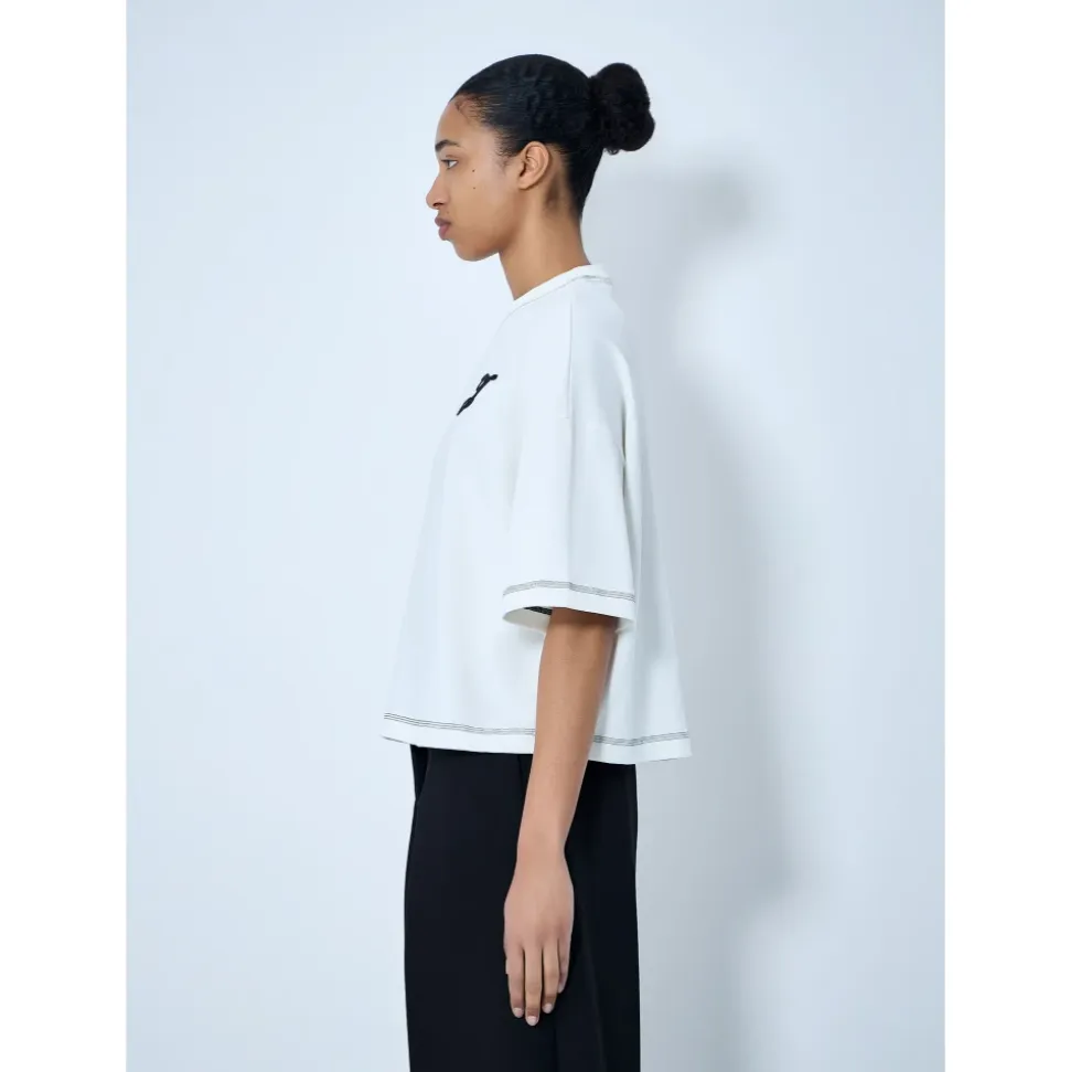 T-shirt boxy con logo ricamato