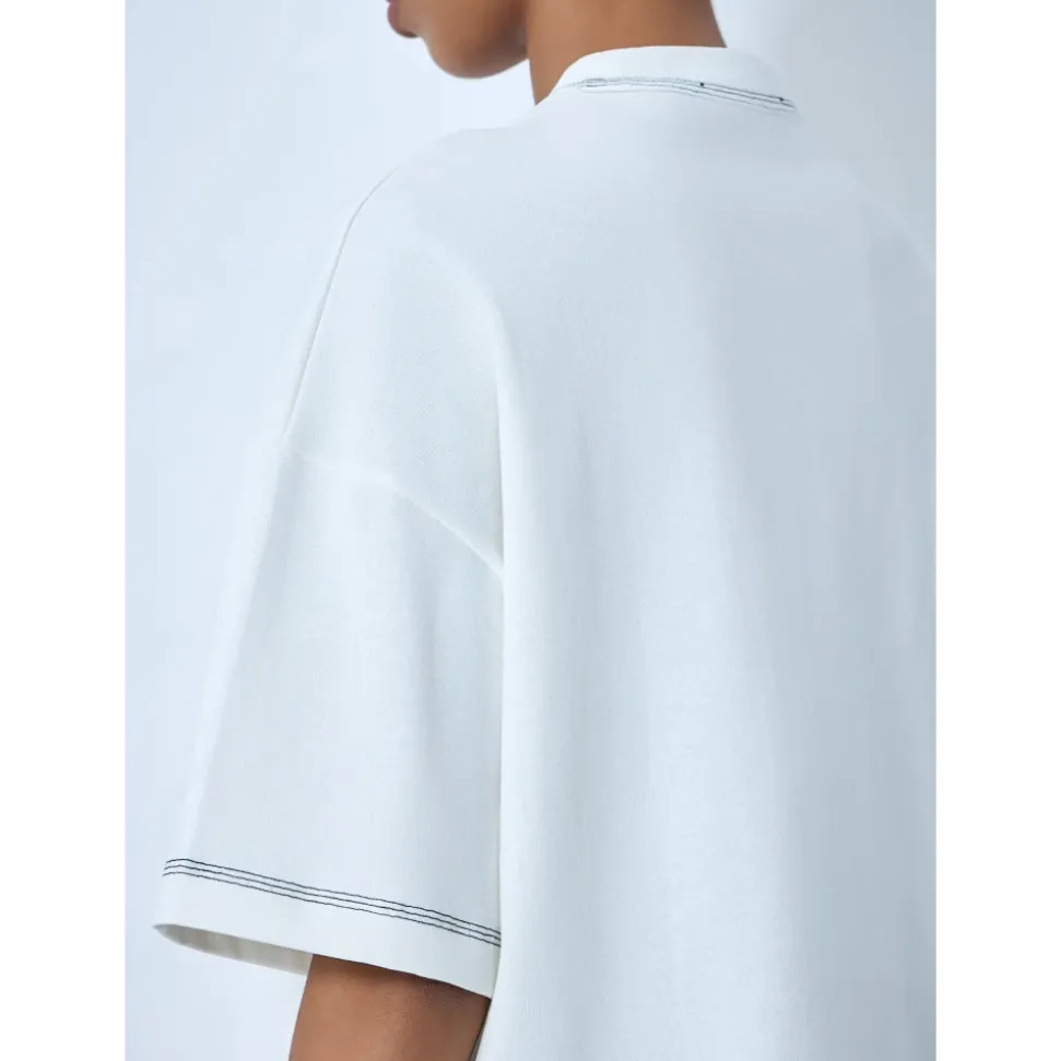 T-shirt boxy con logo ricamato