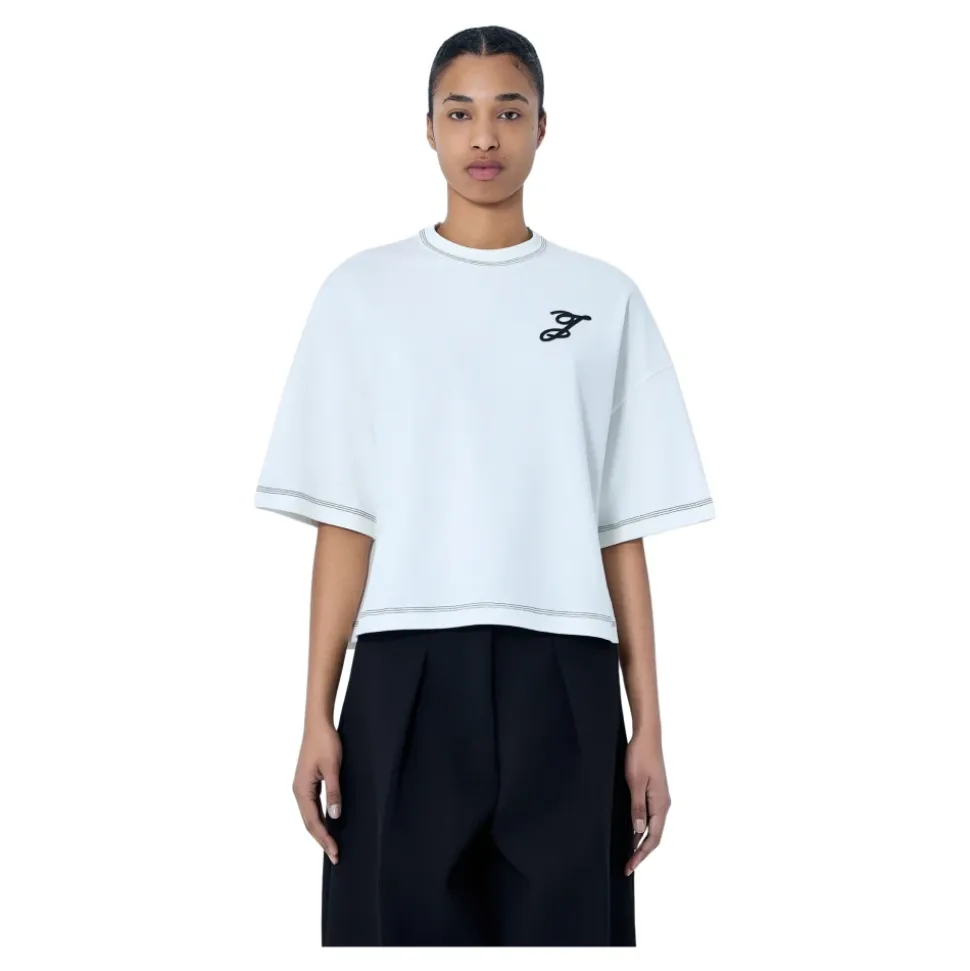 T-shirt boxy con logo ricamato