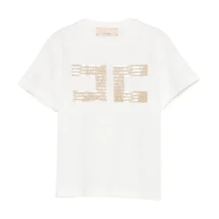T-shirt con logo di paillettes