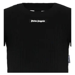 T-shirt Corta a Costine in Jersey di Cotone