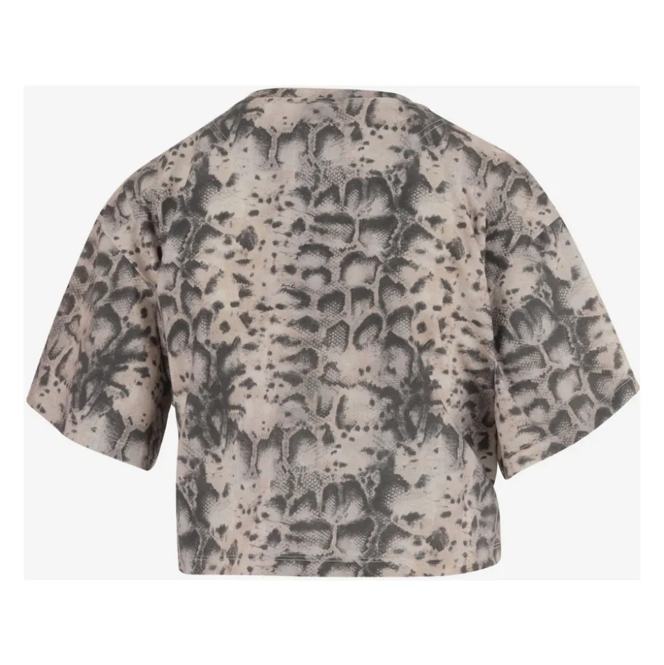 T-shirt cropped in cotone con logo