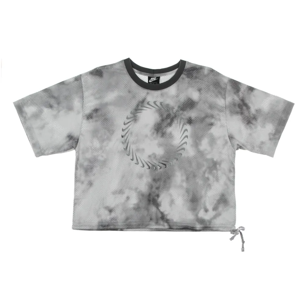 T-Shirt Girocollo in Mesh a Maniche Corte