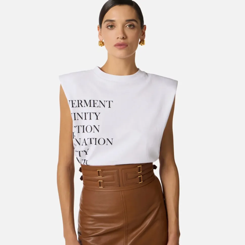 T-shirt in jersey con stampa lettering