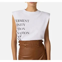 T-shirt in jersey con stampa lettering
