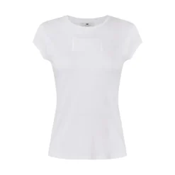 T-shirt in Jersey Ricamata con Maniche a Volant