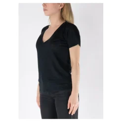 T-shirt in lino con scollo a V Eloise