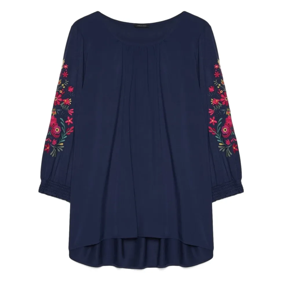 T-shirt in Viscosa con Ricami