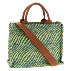 Wavy Raffia-Effect Small Tote
