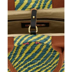 Wavy Raffia-Effect Small Tote