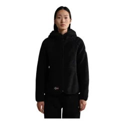Yupik Felpa con Cappuccio e Zip in Pile Nera