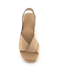 Zeppe in Camoscio Beige con Cinturino Incrociato