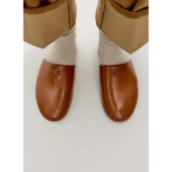 Zoccoli in pelle minimalisti - Marrone